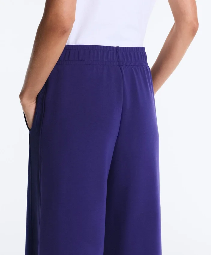 Pantalon droit à jambes larges en modal brossé Pantalon droit à jambes larges en modal brossé