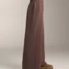 Pantalon droit à jambes larges en modal brossé Pantalon droit à jambes larges en modal brossé