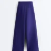 Pantalon droit à jambes larges en modal brossé Pantalon droit à jambes larges en modal brossé