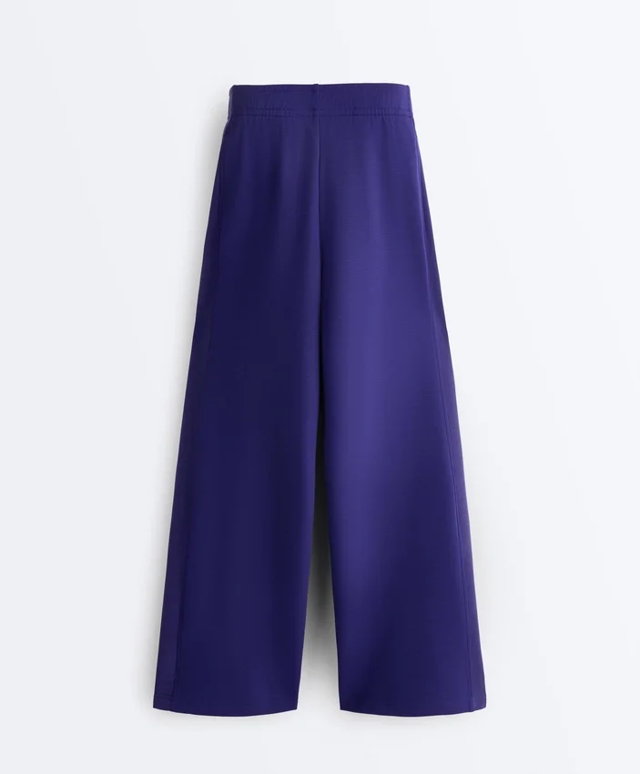 Pantalon droit à jambes larges en modal brossé Pantalon droit à jambes larges en modal brossé