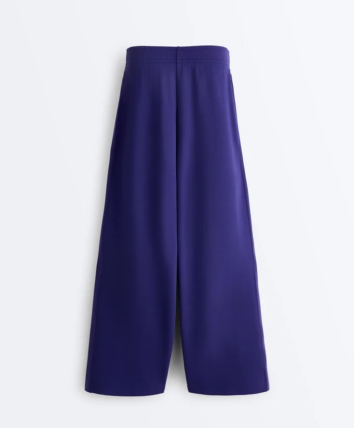 Pantalon droit à jambes larges en modal brossé Pantalon droit à jambes larges en modal brossé