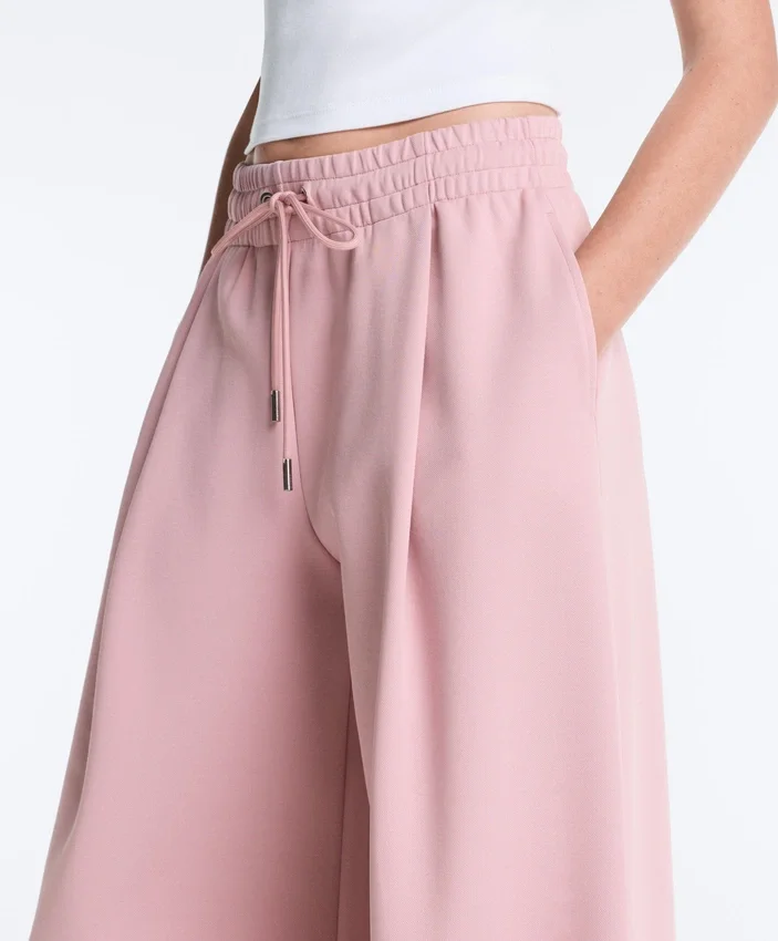 Pantalon droit plissé en piqué de coton Pantalon droit plissé en piqué de coton