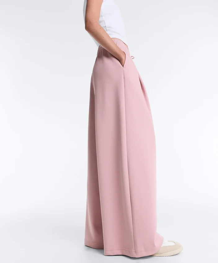 Pantalon droit plissé en piqué de coton Pantalon droit plissé en piqué de coton