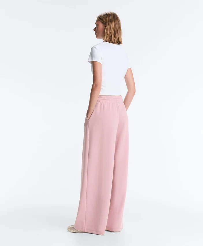 Pantalon droit plissé en piqué de coton Pantalon droit plissé en piqué de coton