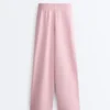 Pantalon droit plissé en piqué de coton Pantalon droit plissé en piqué de coton