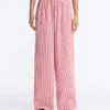Pantalon droit à rayures 100 % coton Pantalon droit à rayures 100 % coton