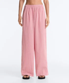 Pantalon droit à rayures 100 % coton