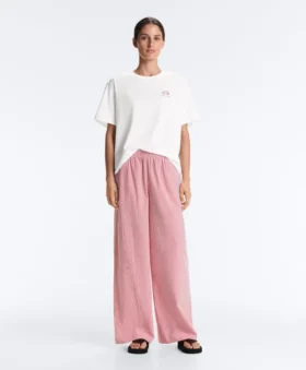 Pantalon droit à rayures 100 % coton