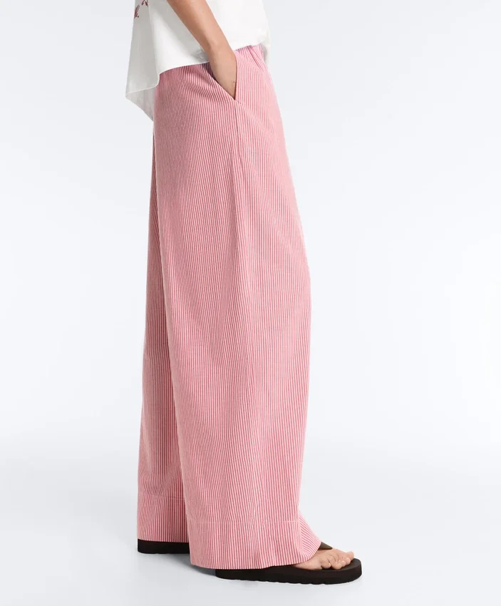Pantalon droit à rayures 100 % coton Pantalon droit à rayures 100 % coton