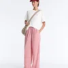 Pantalon droit à rayures 100 % coton Pantalon droit à rayures 100 % coton