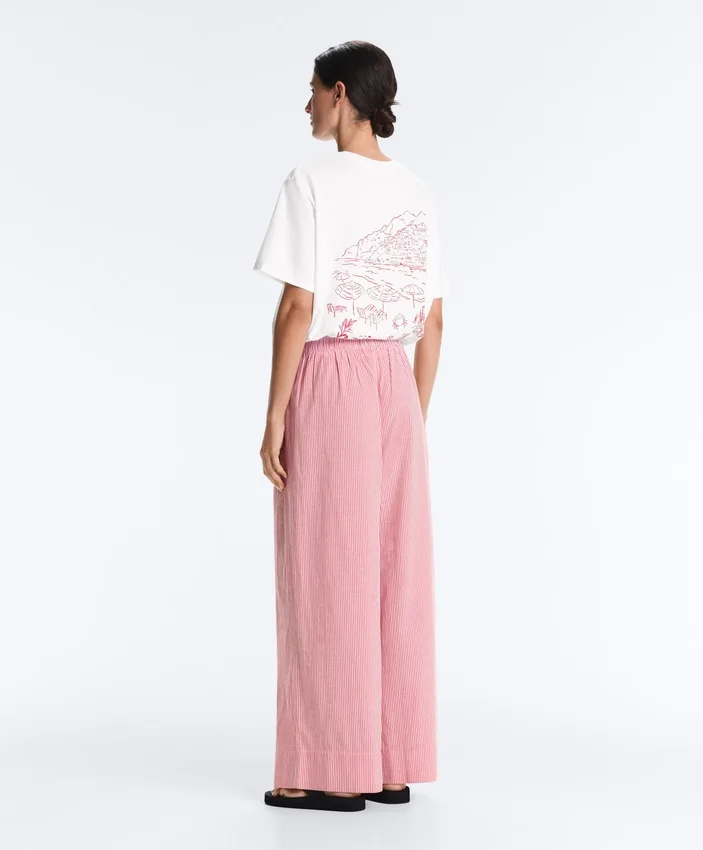 Pantalon droit à rayures 100 % coton Pantalon droit à rayures 100 % coton