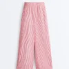 Pantalon droit à rayures 100 % coton Pantalon droit à rayures 100 % coton