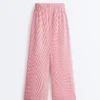 Pantalon droit à rayures 100 % coton Pantalon droit à rayures 100 % coton