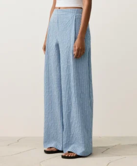 Pantalon droit à rayures en coton mélangé