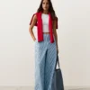 Pantalon droit à rayures en coton mélangé Pantalon droit à rayures en coton mélangé