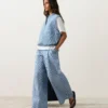 Pantalon droit à rayures en coton mélangé Pantalon droit à rayures en coton mélangé