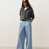 Pantalon droit à rayures en coton mélangé Pantalon droit à rayures en coton mélangé