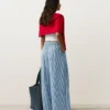 Pantalon droit à rayures en coton mélangé Pantalon droit à rayures en coton mélangé