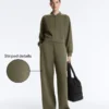 Pantalon droit à rayures en modal Soft Touch Pantalon droit à rayures en modal Soft Touch