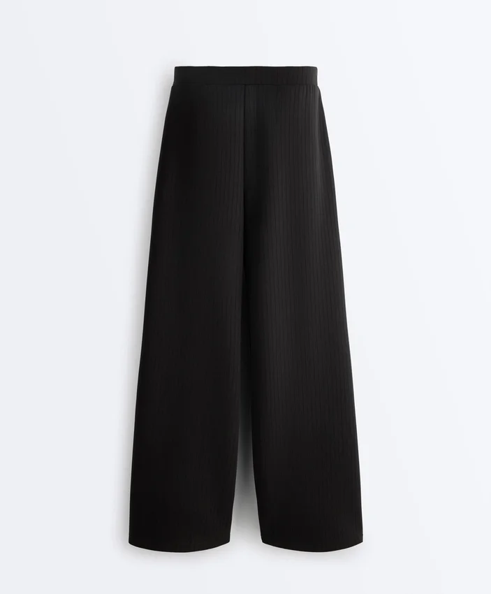 Pantalon droit à rayures en modal Soft Touch Pantalon droit à rayures en modal Soft Touch