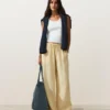 Pantalon droit à rayures imprimées 100 % lin Pantalon droit à rayures imprimées 100 % lin