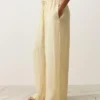 Pantalon droit à rayures imprimées 100 % lin Pantalon droit à rayures imprimées 100 % lin