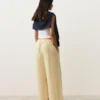 Pantalon droit à rayures imprimées 100 % lin Pantalon droit à rayures imprimées 100 % lin