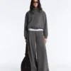 Pantalon en coton piqué à taille haute et jambes larges Pantalon en coton piqué à taille haute et jambes larges