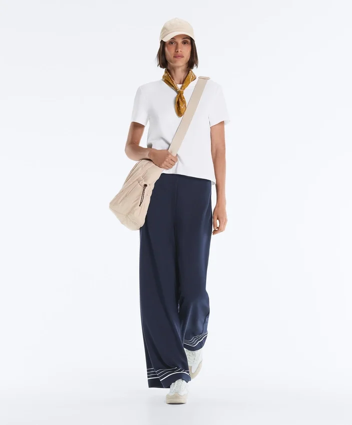 Pantalon en modal Soft Touch avec rayures marinières Pantalon en modal Soft Touch avec rayures marinières