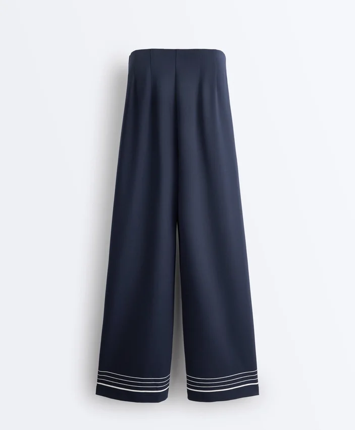 Pantalon en modal Soft Touch avec rayures marinières Pantalon en modal Soft Touch avec rayures marinières