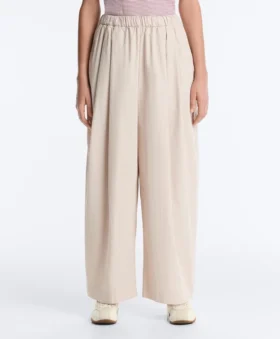Pantalon fuselé à plis 100 % coton