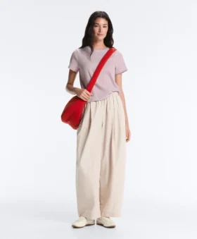 Pantalon fuselé à plis 100 % coton