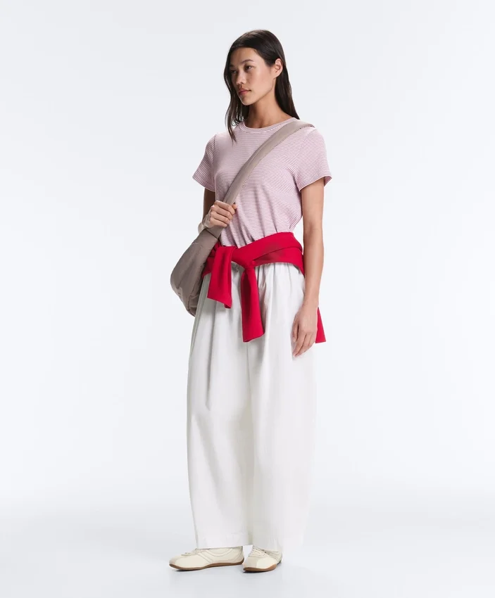 Pantalon fuselé à plis 100 % coton Pantalon fuselé à plis 100 % coton