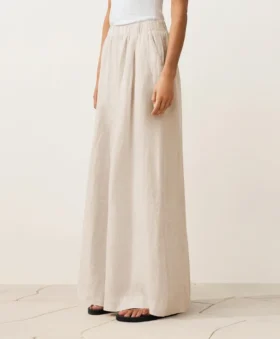 Pantalon à jambes larges 100 % lin