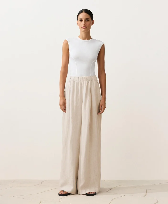 Pantalon à jambes larges 100 % lin Pantalon à jambes larges 100 % lin