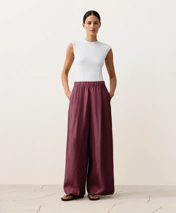 Pantalon à jambes larges 100 % lin Pantalon à jambes larges 100 % lin