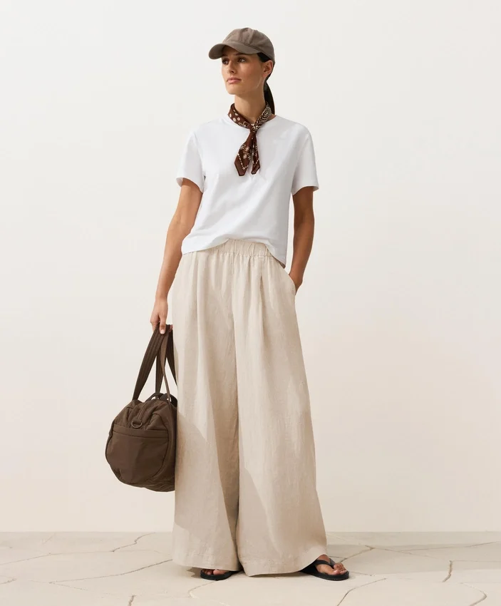 Pantalon à jambes larges 100 % lin Pantalon à jambes larges 100 % lin