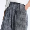 Pantalon à jambes larges en coton mélangé à carreaux Pantalon à jambes larges en coton mélangé à carreaux