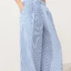 Pantalon à jambes larges en coton mélangé à rayures Pantalon à jambes larges en coton mélangé à rayures