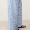 Pantalon à jambes larges en coton mélangé à rayures Pantalon à jambes larges en coton mélangé à rayures