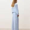 Pantalon à jambes larges en coton mélangé à rayures Pantalon à jambes larges en coton mélangé à rayures
