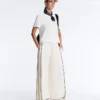 Pantalon à jambes larges en modal Soft Touch avec passepoil contrasté Pantalon à jambes larges en modal Soft Touch avec passepoil contrasté