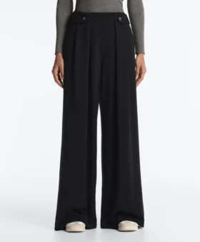 Pantalon à jambes larges en modal Soft Touch avec plis à la taille