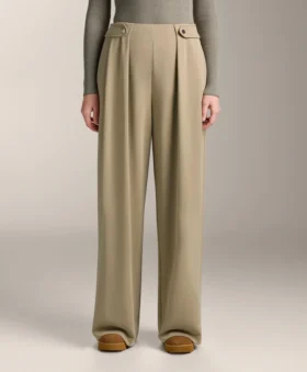 Pantalon à jambes larges en modal Soft Touch avec plis à la taille