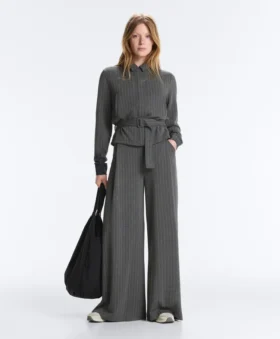 Pantalon à jambes larges en modal Soft Touch à fines rayures