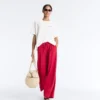 Pantalon à jambes larges en piqué plissé avec coton Pantalon à jambes larges en piqué plissé avec coton