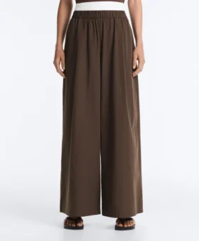 Pantalon à jambes larges en popeline 100 % coton
