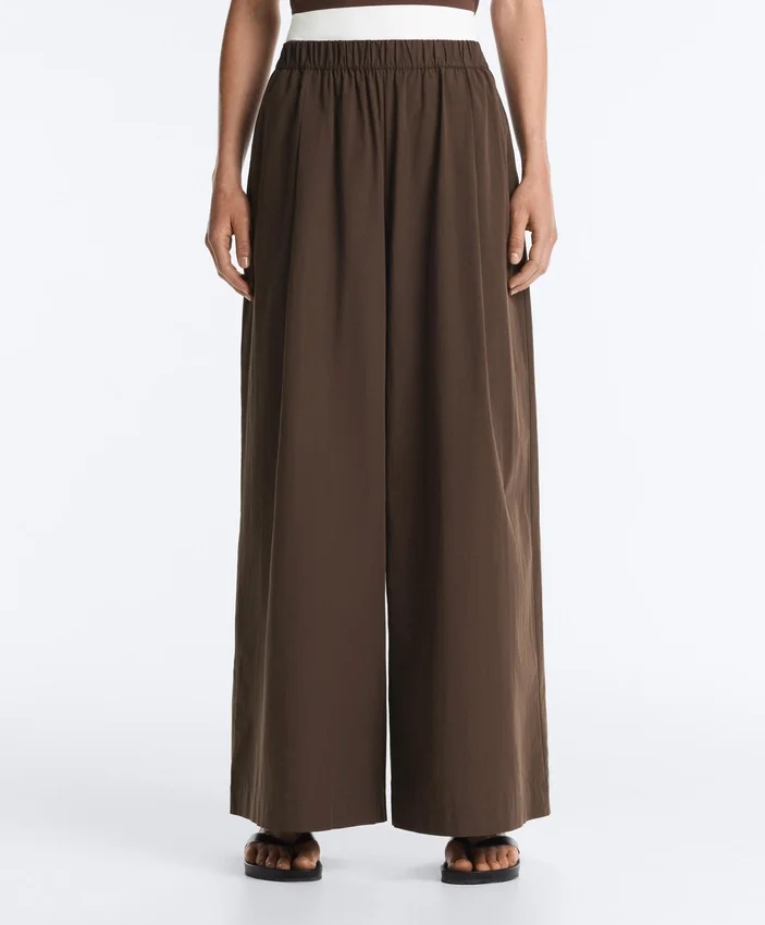 Pantalon à jambes larges en popeline 100 % coton Pantalon à jambes larges en popeline 100 % coton