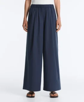 Pantalon à jambes larges en popeline 100 % coton