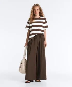 Pantalon à jambes larges en popeline 100 % coton